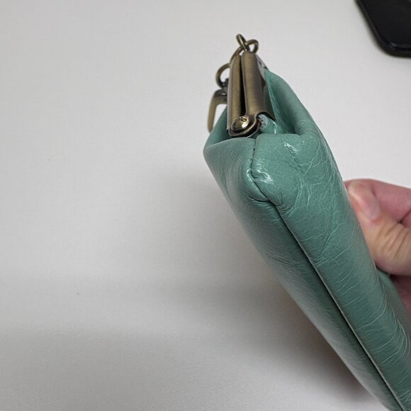 Hobo Cheer Polished Leather Pouch in Sea Glass - Picture 4 of 5